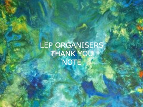 LEP Organisers Thank You Note