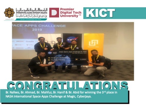 Congratulations to 5 KICT Students for winning the 3rd Place in NASA Space Apps Challenge