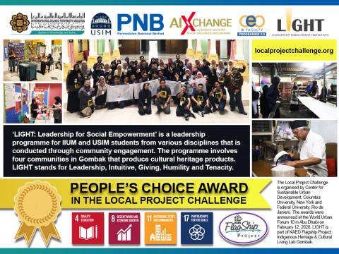 CONGRATULATIONS!  "LIGHT: Leadership for Social Empowerment" has won the 'People's Choice Award' for the Local Project Challenge