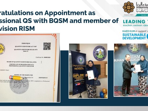 Congratulations on Appointment as Professional QS with BQSM and member of QS Division RISM