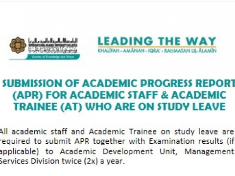Tips of the Month : Submission of Academic Progress Report (APR) for Academic Staff & Academic Trainee who are on study leave