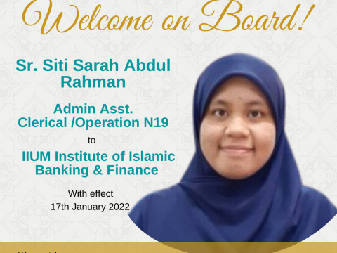 Welcome on Board! Sr. Siti Sarah Abdul Rahman