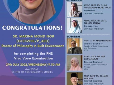 Congratulations for completing the PHD Viva Voce Examination: Sr. Marina Mohd Nor
