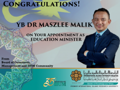 Congratulations to YB Dr. Maszlee Malik: Malaysia New Education Minister