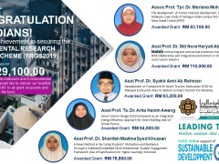 Congratulations to the recepient of FRGS Grant Phase 1 - 2019!