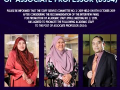 CONGRATULATIONS ON THE PROMOTION TO THE POST OF ASSOCIATE PROFESSOR