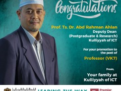 Congratulations  Prof. Ts. Dr. Abdul Rahman Ahlan