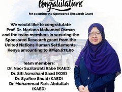 Congartulation for securing the Sponsored Research Grant!