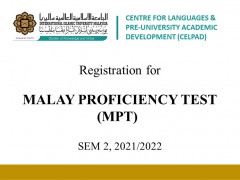 REGISTRATION FOR MALAY PROFICIENCY TEST (MPT)