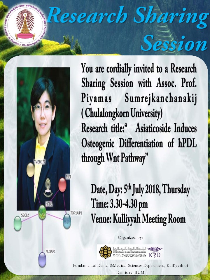 Research Sharing Session with Assoc Prof Dr Piyamas Sumrejkanchanakij (Chulalongkorn University)