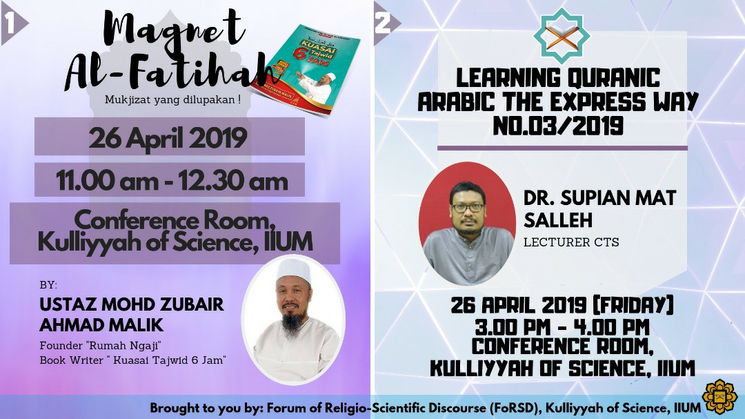 FoRSD Friday Talk : Magnet Al-Fatihah & Learning Quranic Arabic The Express Way