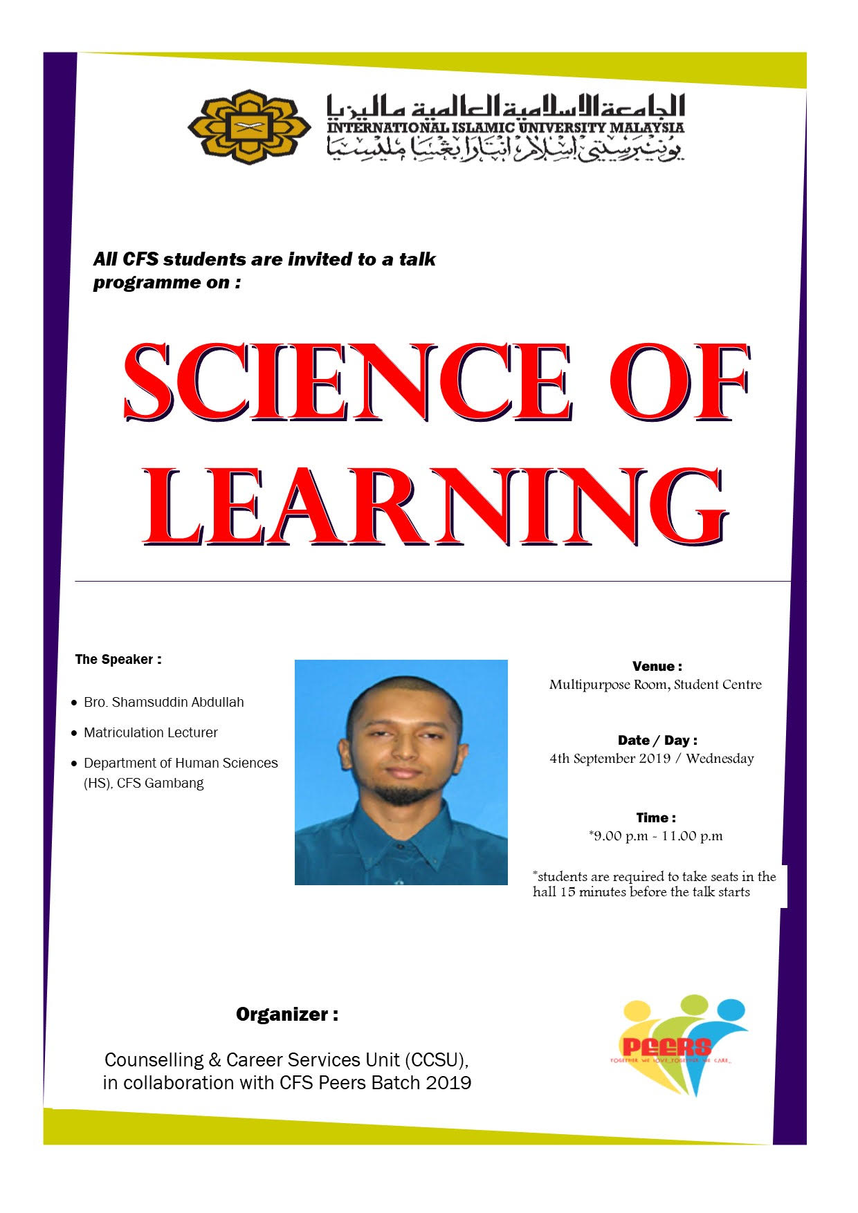 Talk Programme on Science of Learning