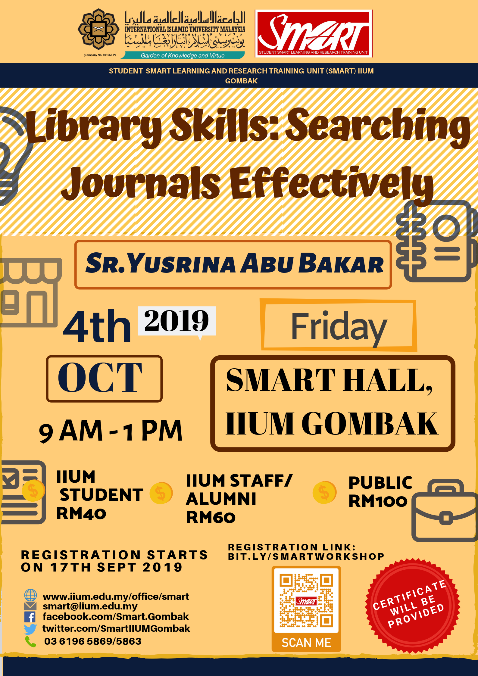 SEM 1, 19/20 - WORKSHOP - LIBRARY SKILLS : SEARCHING JOURNALS EFFECTIVELY