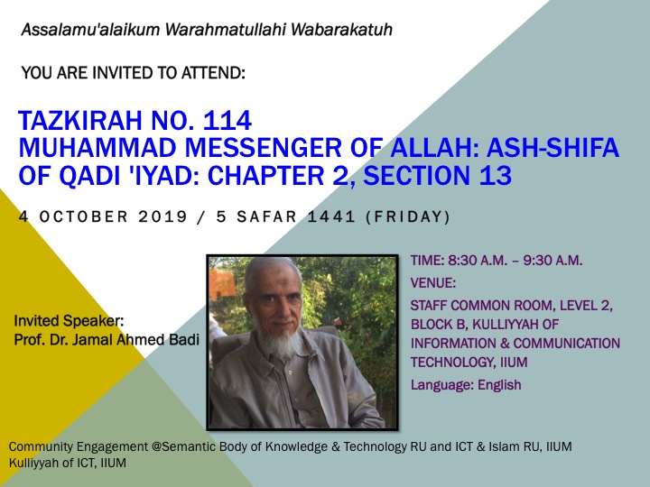 INVITATION TO ATTEND TAZKIRAH NO. 114
