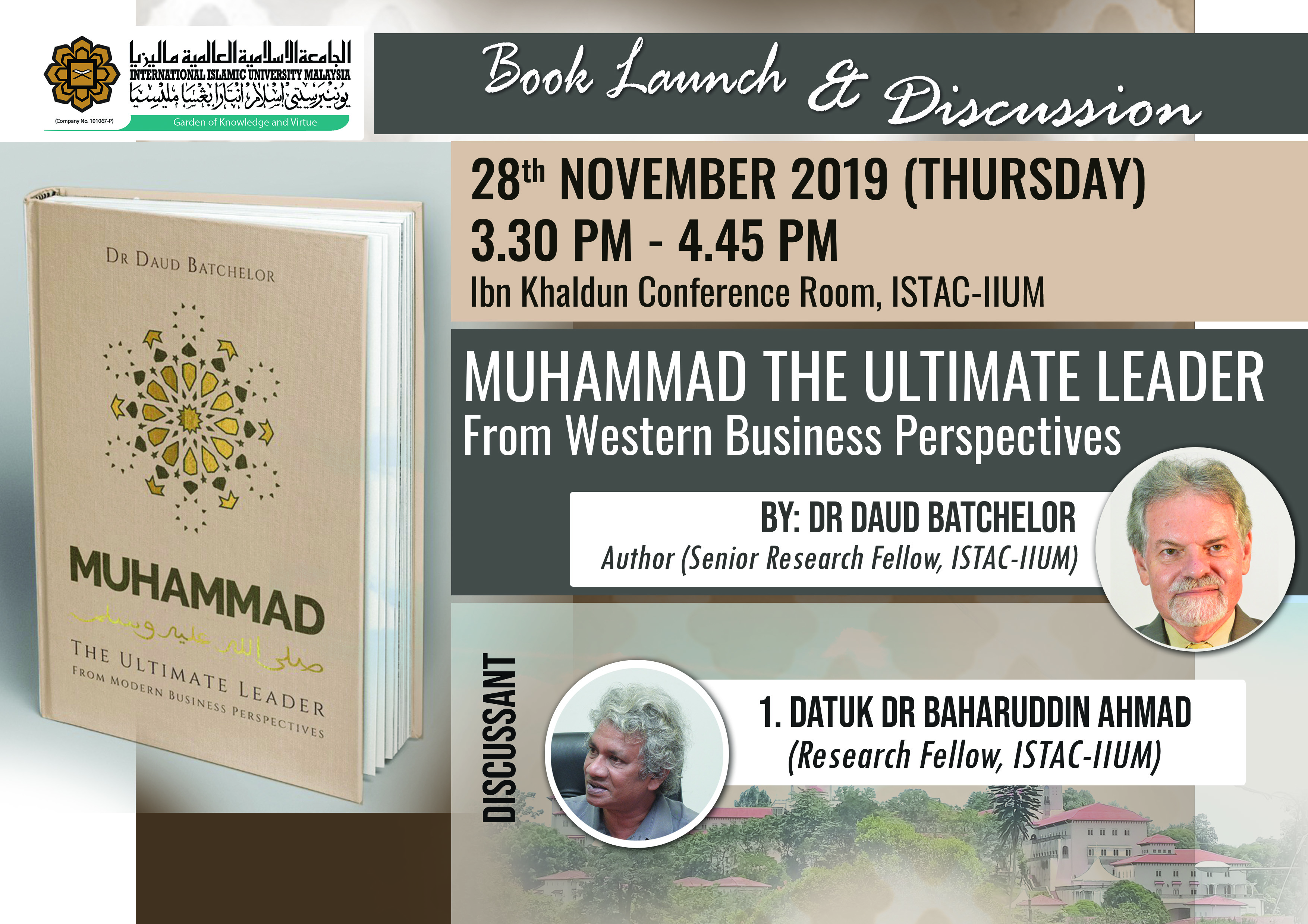 BOOK LAUNCH AND DISCUSSION - MUHAMMAD THE ULTIMATE LEADER From Western Business Perspectives
