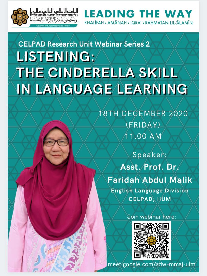 CELPAD Research Unit Webinar Series 2: Listening: The Cinderella Skill in Language Learning