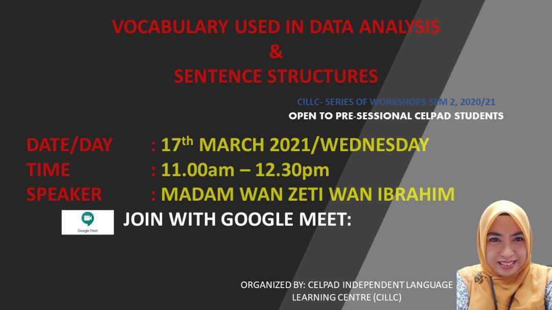 Vocabulary Used in Data Analysis & Sentence Structures