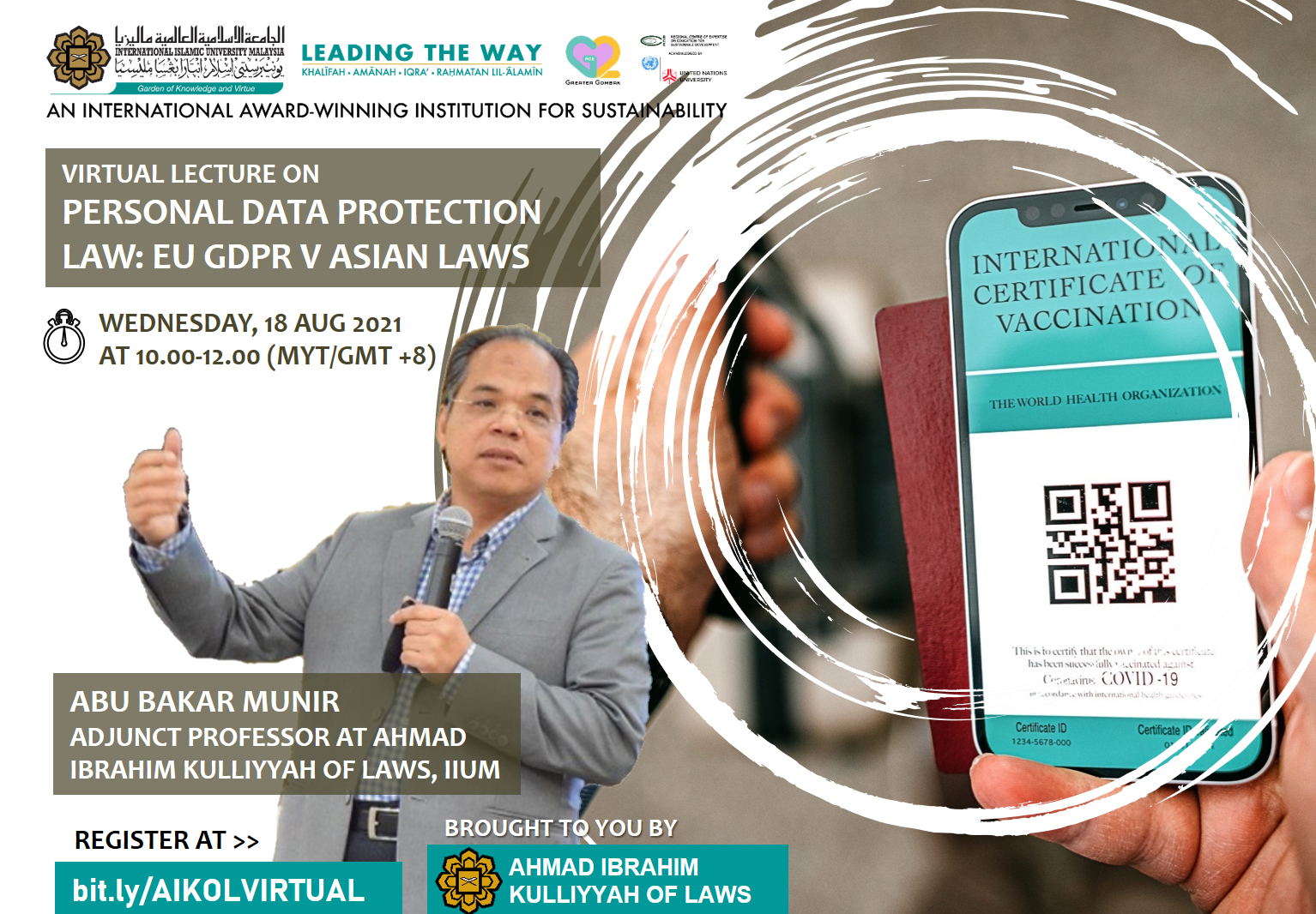 VIRTUAL LECTURE ON PERSONAL DATA PROTECTION LAW: EU GDPR V ASIAN LAWS