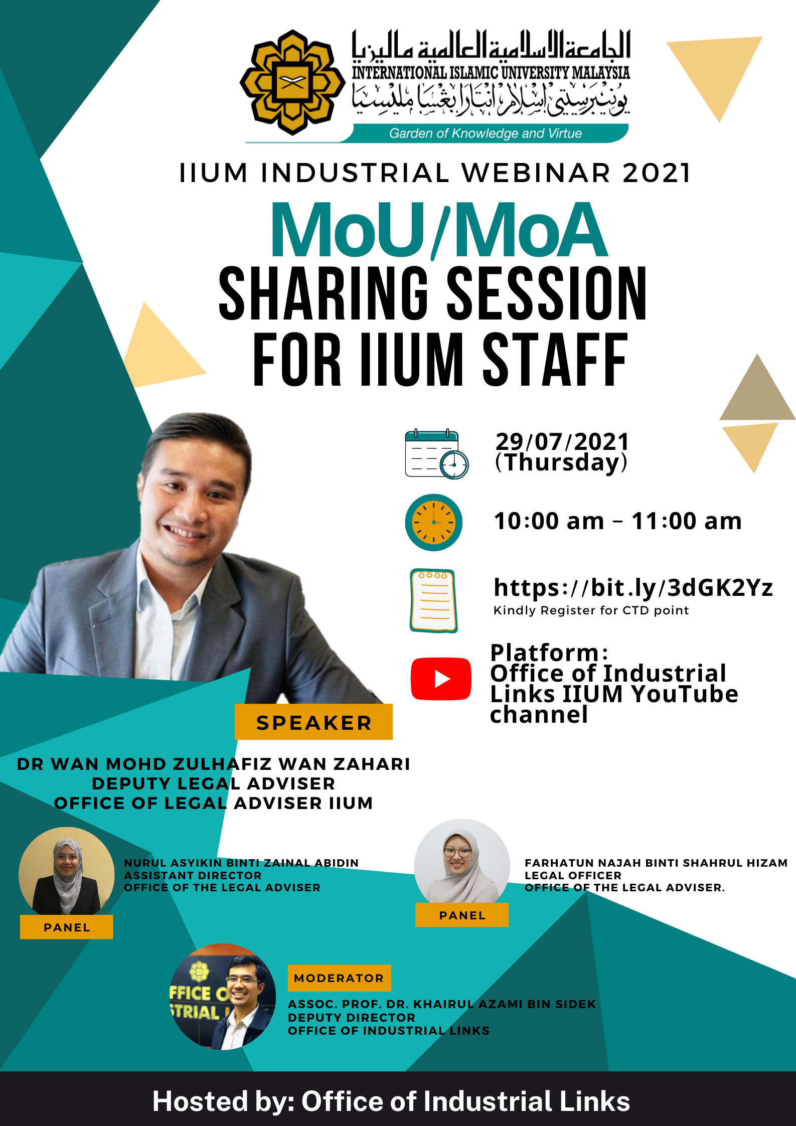 IIUM Industrial Webinar 2021: MoU/MoA Sharing Session for IIUM Staff