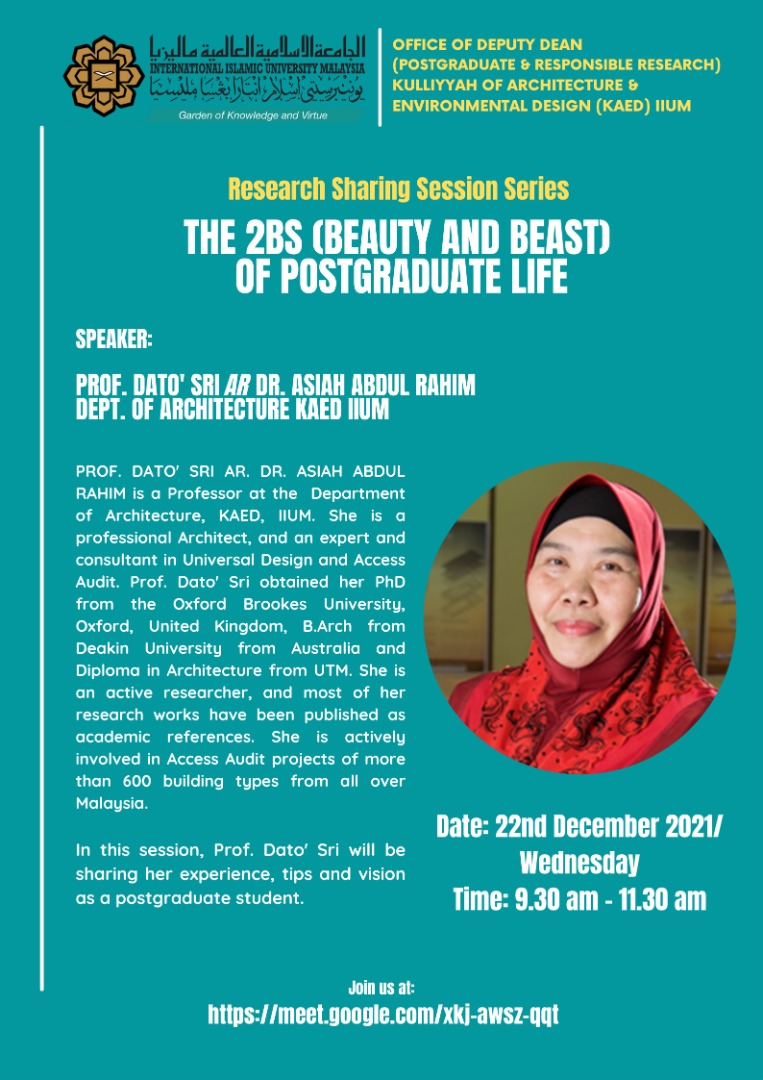 Research Sharing Session Series: The 2BS (Beauty and Beast) of Postgraduate Life