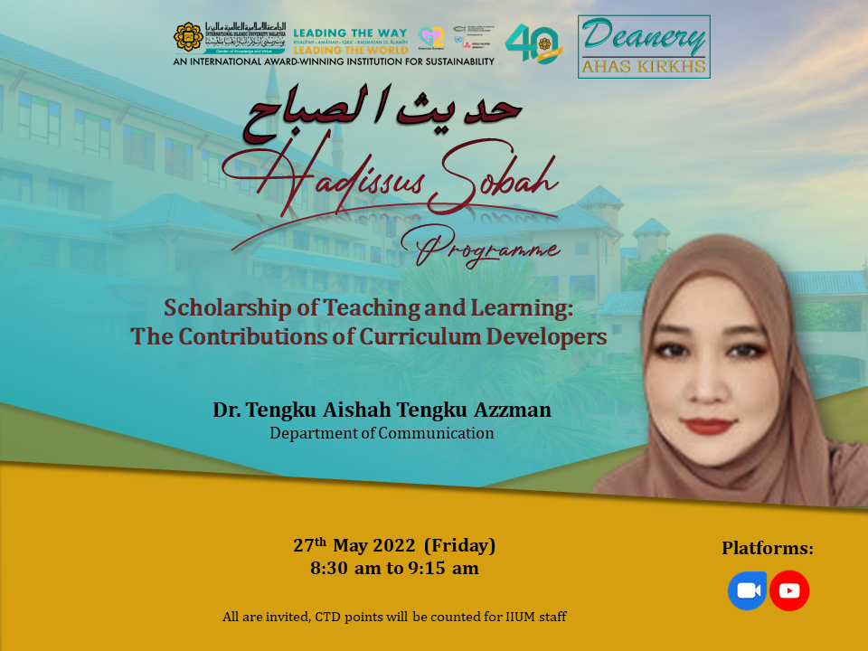 Hadissus Sobah Programme:-Scholarship of Teaching and Learning The:-The Contributions of Curriculum Developers