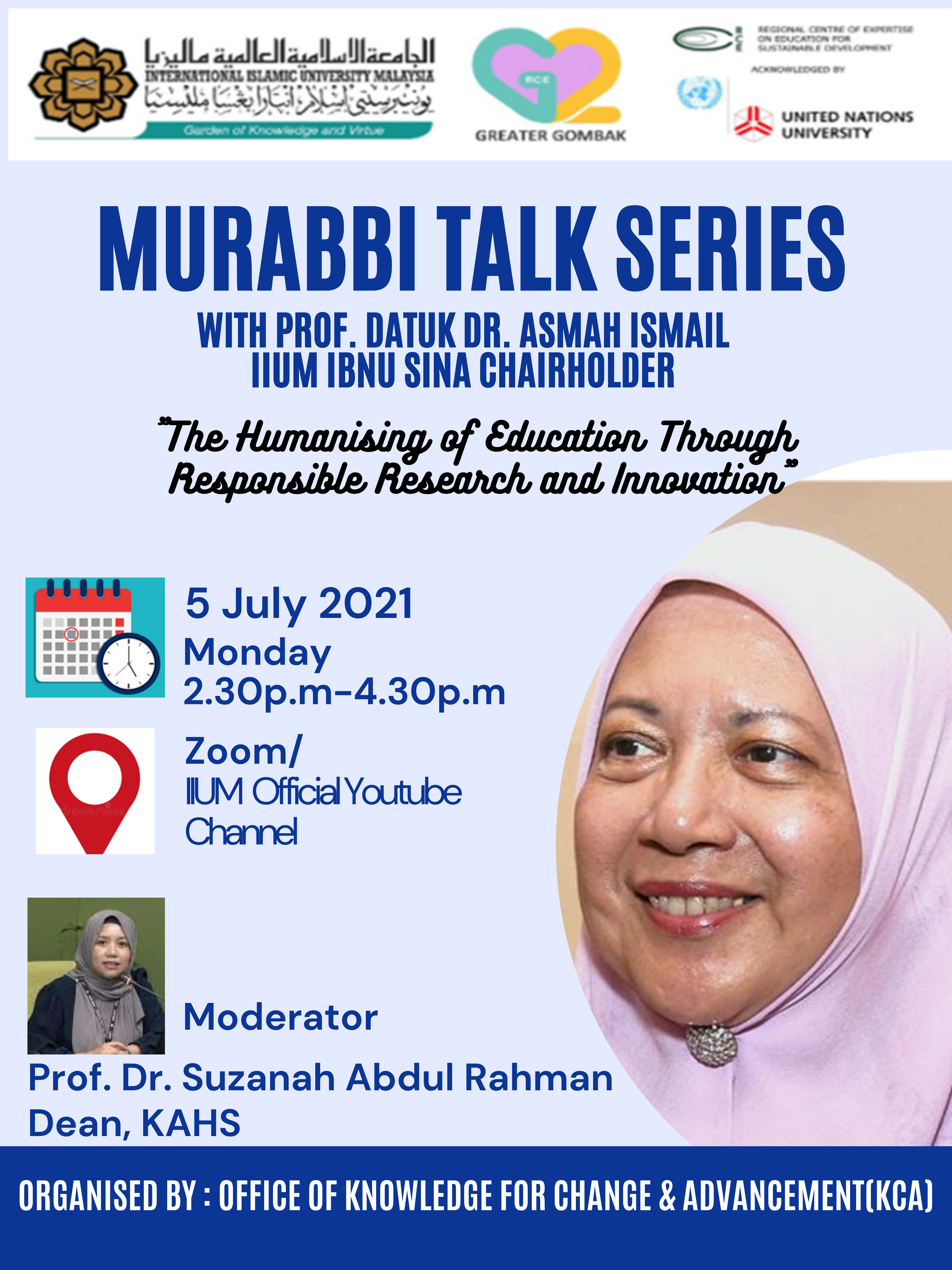 Murabbi Talk Series with Y.Bhg. Prof. Datuk Dr. Asma Ismail, Ibn Sina Chair Holder
